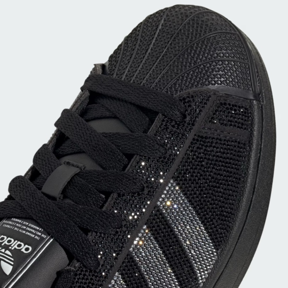 adidas Superstar II - Black and Silver rhinestone/crystal Women's Sneakers